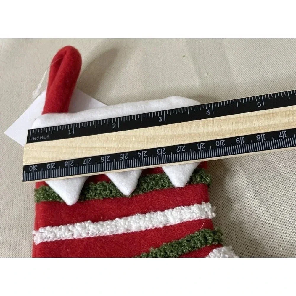 Christmas Holiday Red White Green‎ Stripe Small Winter Stocking NEW 6 Inch